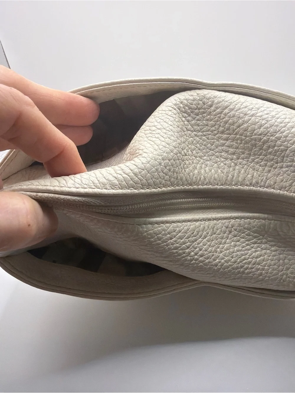 Brighton Ivory Leather Hobo with Braided Tan & Brown Strap
